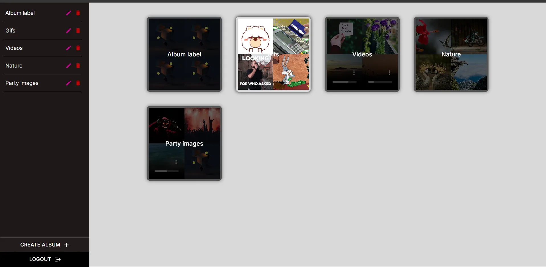 Albums screenshot
